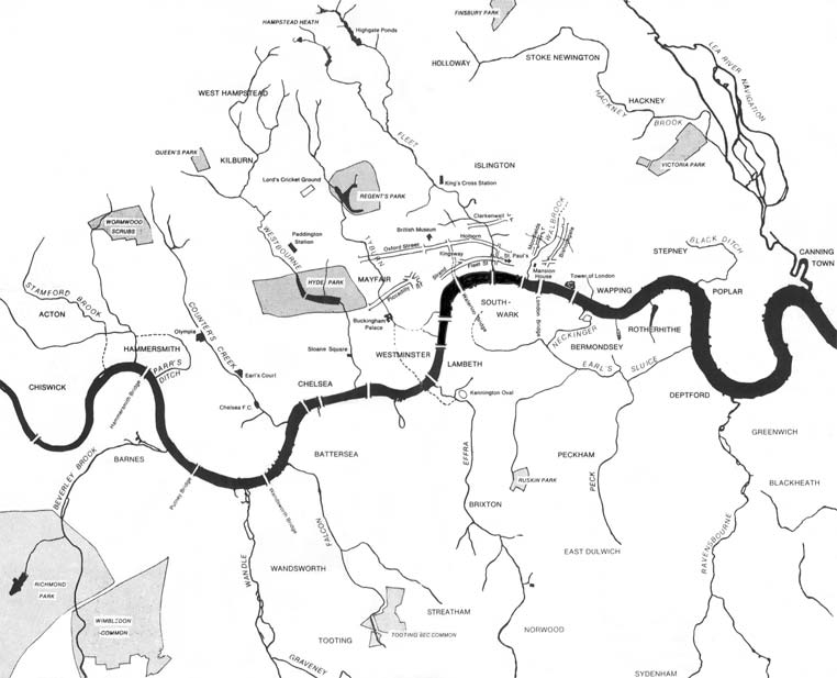 Map of London's lost rivers